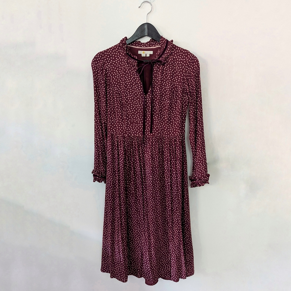 Boden Red Long Sleeve Sundress with Bishop Sleeves